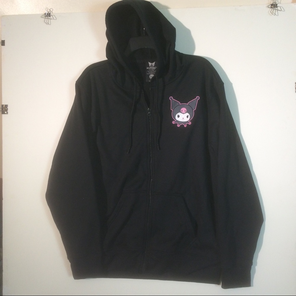 Kuromi Sanrio Hello Kitty Friend Black Hoodie Pullover Graphic Sweatshirt Top